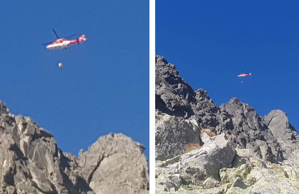 Foto: Horolezkyňu zasiahli na hrebeni Pyšný štít padajúce kamene. Horskí záchranári ju museli evakuovať vrtuľníkom