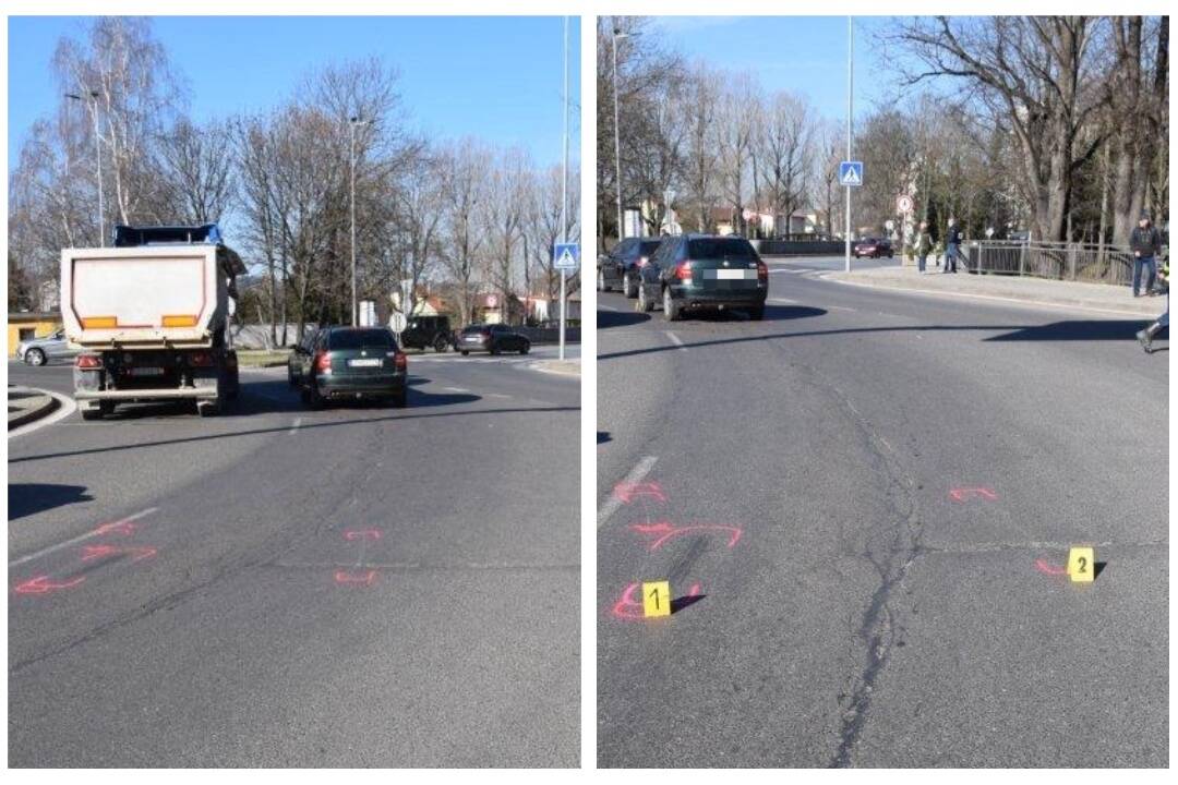 Foto: Polícia pátra po svedkoch dopravnej nehody, ku ktorej došlo na veľkom kruhovom objazde v Poprade