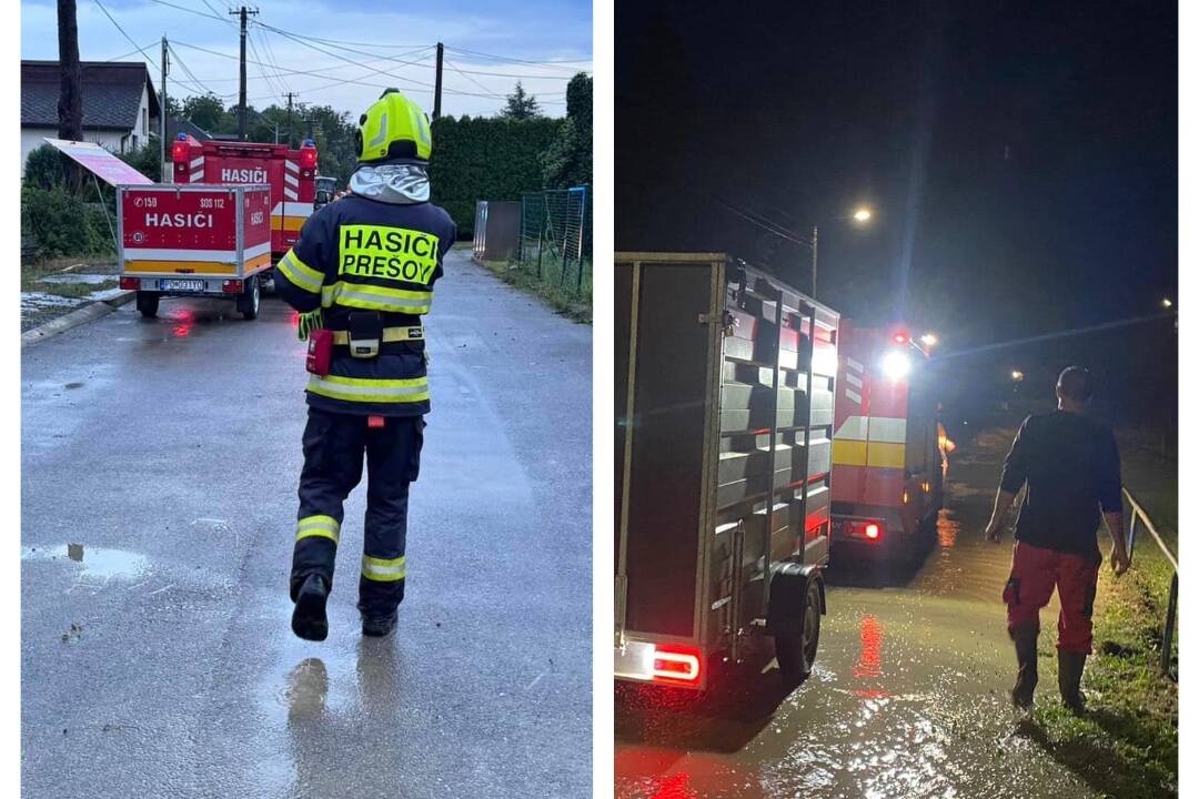 FOTO: Po prudkej búrke zasahovali v obci Petrovany prešovskí hasiči