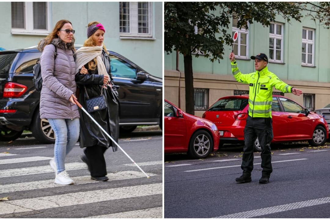 Foto: Polícia kontroluje, či pustíte slepcov cez priechod. Aj v Prešovskom kraji prebieha Deň bielej palice