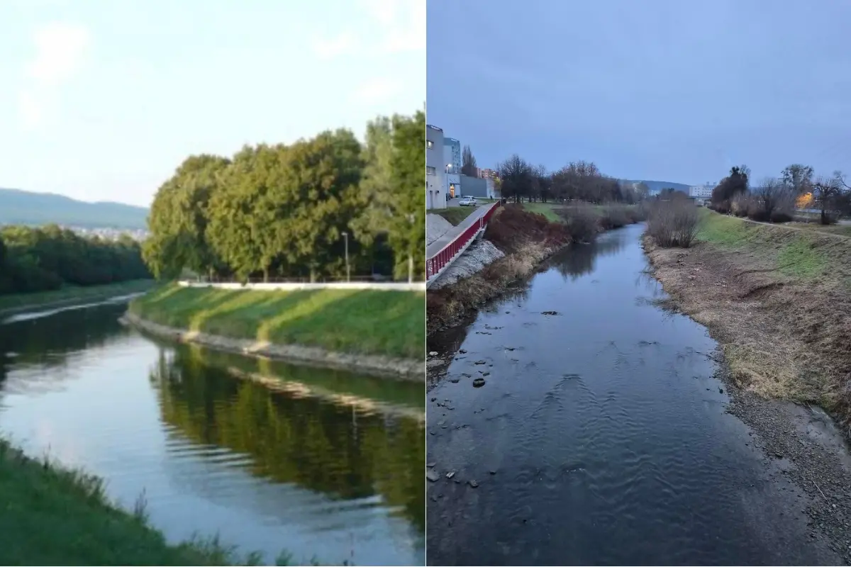 Foto: Prešovčan porovnal ako vyzerá neudržiavaný breh Torysy s udržiavanou cyklotrasou okolo Nitry. Rozdiel je evidentný