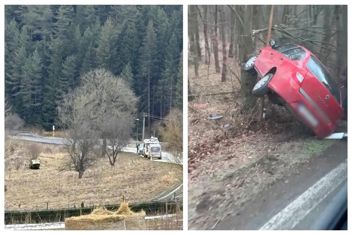 Foto: Dopravné nehody hlásia v Prešove, pri Bardejove a pred Štrbou: Auto skončilo na streche, ďalšie v strome