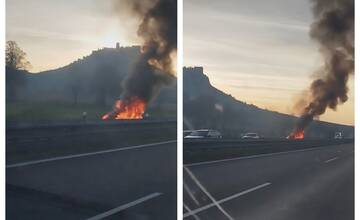 VIDEO: Pred tunelom Branisko v smere do Prešova horelo vozidlo